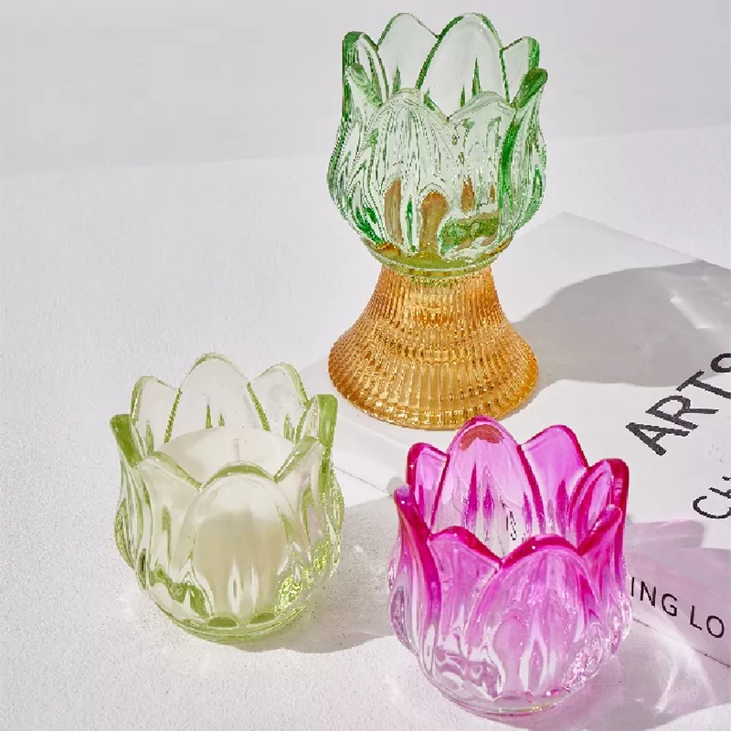Värillinen Merveilles Florales lasikynttilänjalka