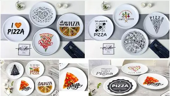 Pizza-aiheinen keraaminen lautassetti